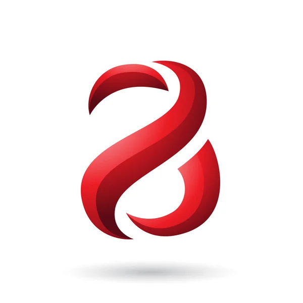 Vector Illustration Red Snake Shaped Letter Isolated White Background — Stock Vector