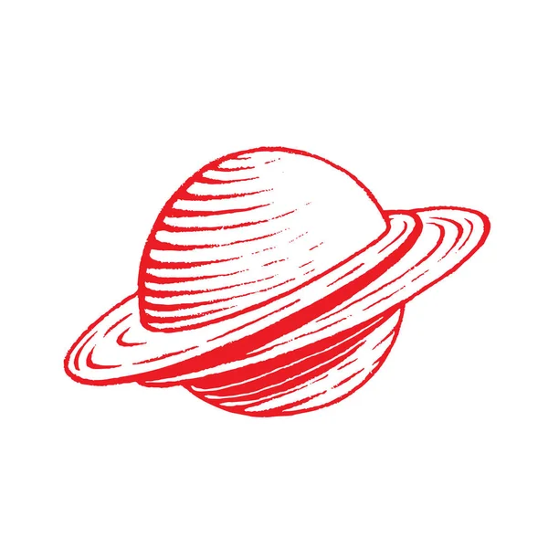 Ilustración Red Vectorized Ink Sketch Planet Aislado Sobre Fondo Blanco — Archivo Imágenes Vectoriales