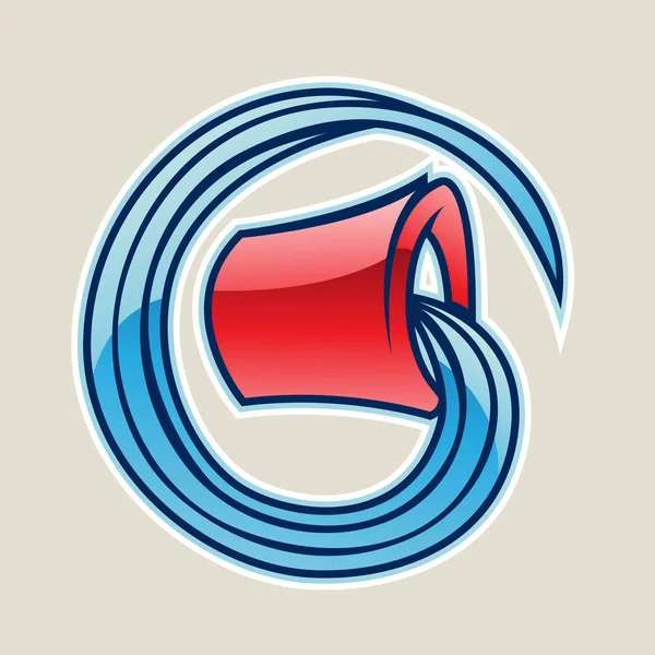 Icono Dibujos Animados Cubo Agua Roja Aislado Sobre Fondo Blanco — Vector de stock