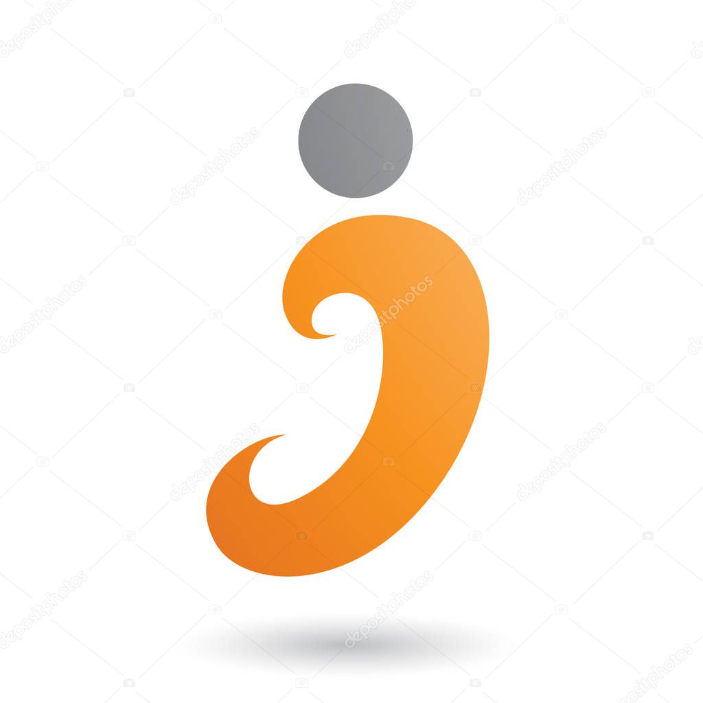 Vector Illustration of Orange Curvy Fun Letter I isolated on a White Background