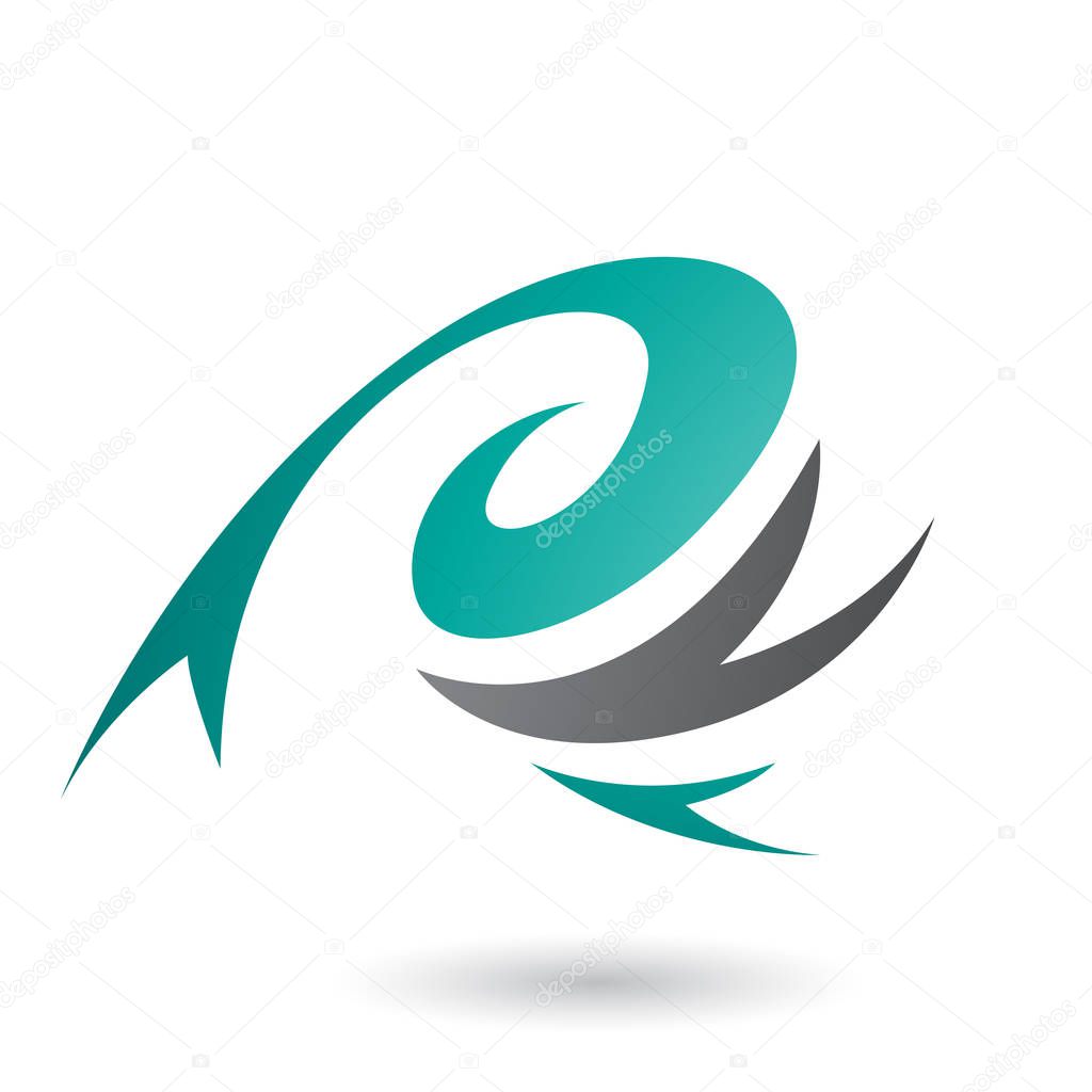 Vector Illustration of Persian Green Abstract Wind and Twister Shape isolated on a White Background