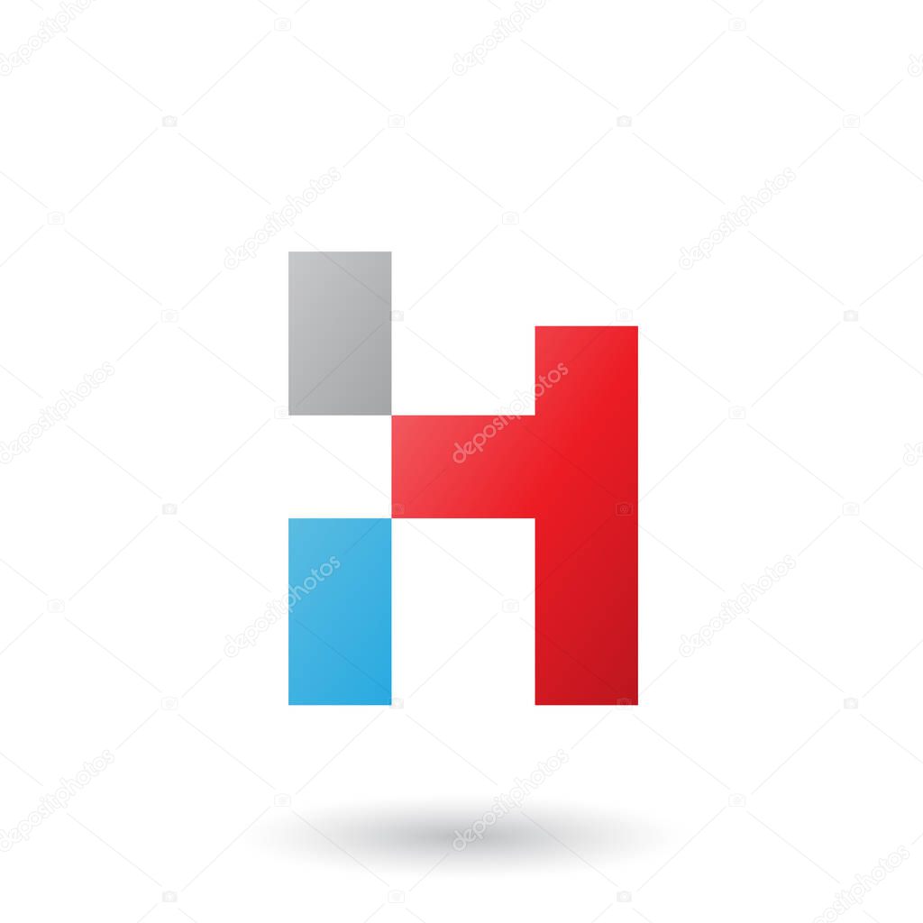 Vector Illustration of Red Letter H with Rectangular Shapes isolated on a White Background
