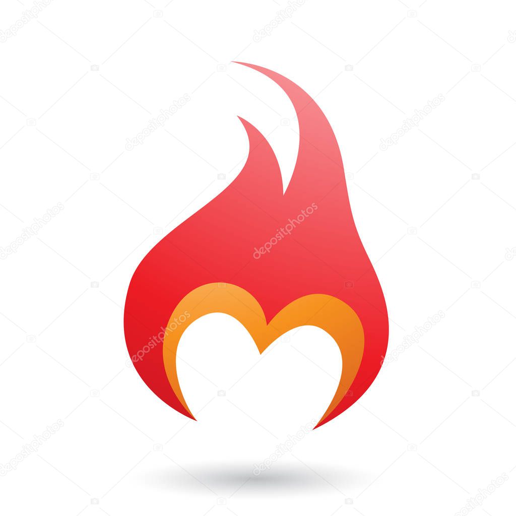 Vector Illustration of Red Letter M Shaped Fire Icon isolated on a White Background