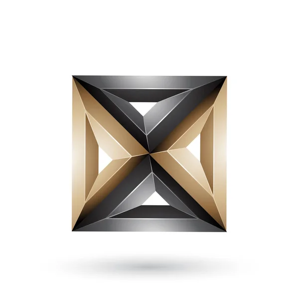 Векторная Иллюстрация Бежевого Черного Трехмерных Геометрических Тисненных Квадратов Треугольной Формы — стоковый вектор