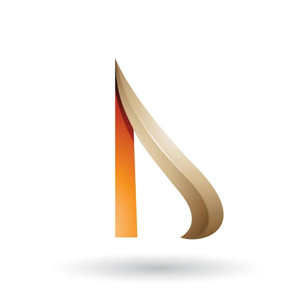 Vector Illustration Beige Orange Embossed Arrow Letter Isolated White Background — Stock Vector