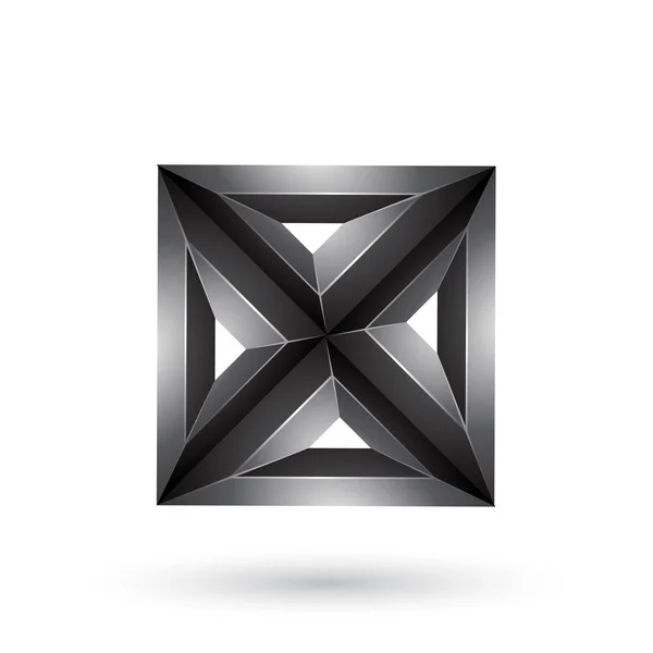 Illustration Vectorielle Carré Triangle Relief Géométrique Noir Isolé Sur Fond — Image vectorielle