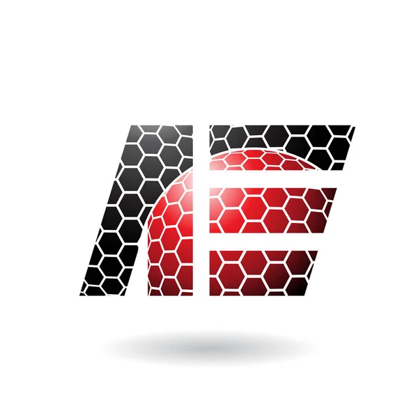 Векторна Ілюстрація Чорно Червоних Подвійних Літер Візерунком Honeycomb Ізольовано Білому — стоковий вектор