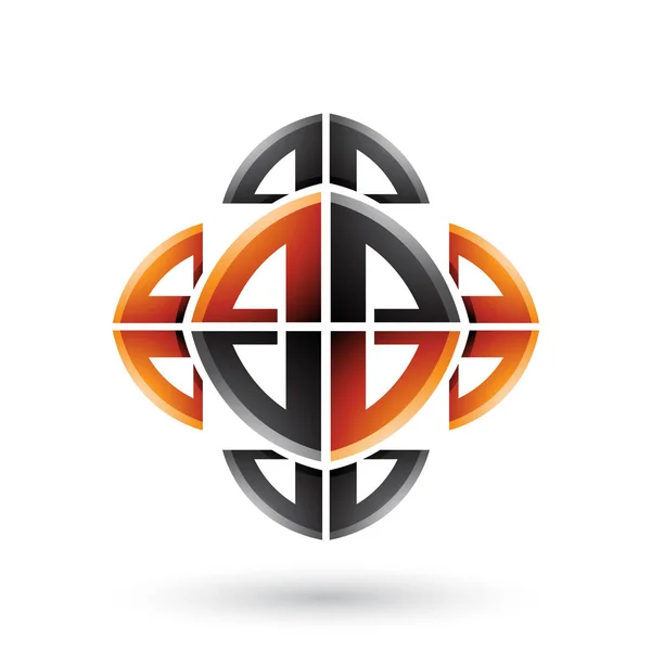Illustration Vectorielle Formes Ornementales Abstraites Arc Noir Orange Isolées Sur — Image vectorielle