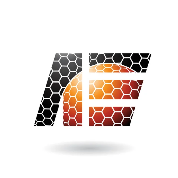 ベクトル図の黒とオレンジ二重 の文字と白い背景で隔離のハニカム パターンを持つ — ストックベクタ