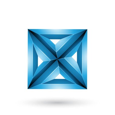 Mavi 3d Geometrical kabartma kare ve üçgen şekli bir beyaz arka plan üzerinde izole vektör çizimi