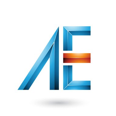 Vektör illüstrasyon mavi ve turuncu parlak çift harfler, A ve E beyaz arka plan üzerinde izole