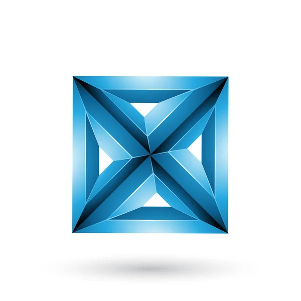 Ilustracja Wektorowa Niebieski Geometrical Tłoczone Kwadrat Trójkąt Kształt Białym Tle — Wektor stockowy