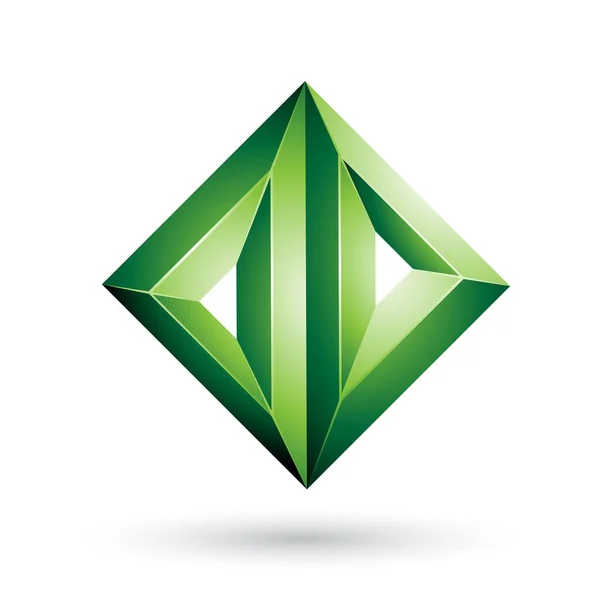 Illustration Vectorielle Forme Géométrique Verte Relief Triangle Diamant Isolé Sur — Image vectorielle