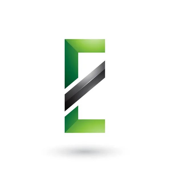 Vector Illustratie Van Groene Zwarte Letter Met Een Diagonale Lijn — Stockvector