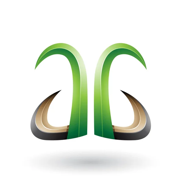 Illustration Vectorielle Corne Verte Noire Comme Les Lettres Isolées Sur — Image vectorielle