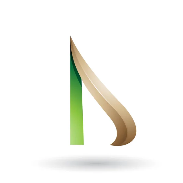 Illustrazione Vettoriale Verde Beige Impresso Freccia Come Lettera Isolato Uno — Vettoriale Stock