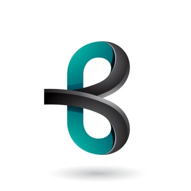 Vektör çizim siyah ve yeşil kalın Curvy mektup beyaz arka plan üzerinde izole B