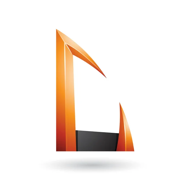 Vector Illustration Orange Black Arrow Shaped Letter Isolated White Background — Stock Vector