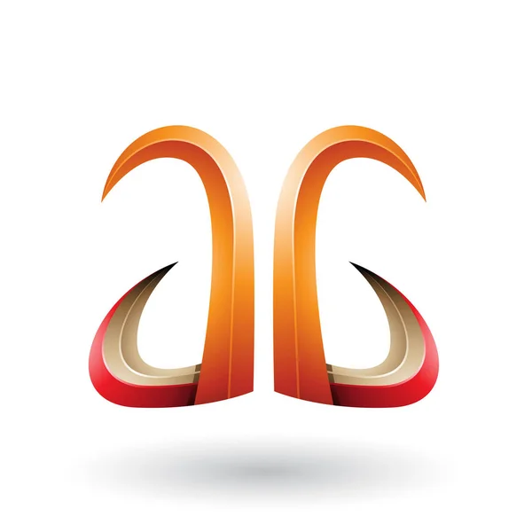 Вектор Оранжевого Красного Трехмерного Рога Буквы Выделенный Белом Фоне — стоковый вектор