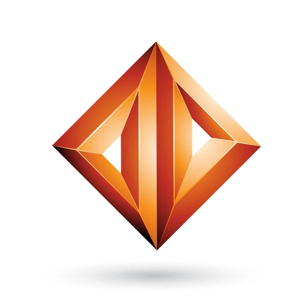 Vector Illustratie Van Oranje Geometrische Reliëf Driehoek Ruitvorm Geïsoleerd Een — Stockvector