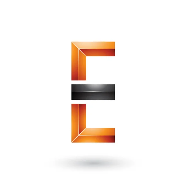 Vector Illustration Orange Black Geometrical Glossy Letter Isolated White Background — Stock Vector