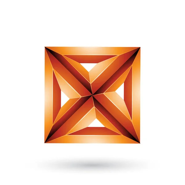 Ilustración Vectorial Naranja Geométrica Relieve Cuadrado Triángulo Forma Aislada Sobre — Archivo Imágenes Vectoriales