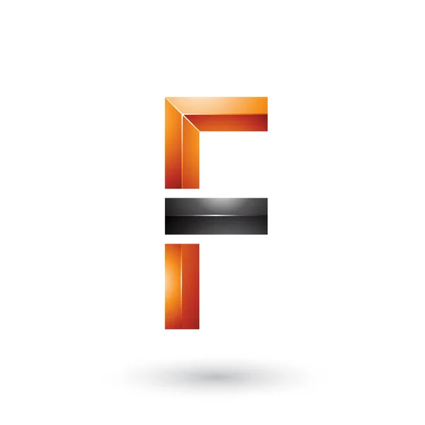 Vector Illustration Orange Black Geometrical Glossy Letter Isolated White Background — Stock Vector