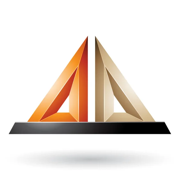 Wektor Ilustracja Pomarańczowy Beżowy Pyramidical Wytłoczony Kształt Białym Tle Białym — Wektor stockowy