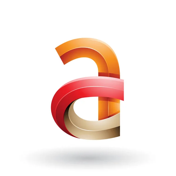 Vector Illustratie Van Oranje Rood Vet Curvy Letter Geïsoleerd Een — Stockvector