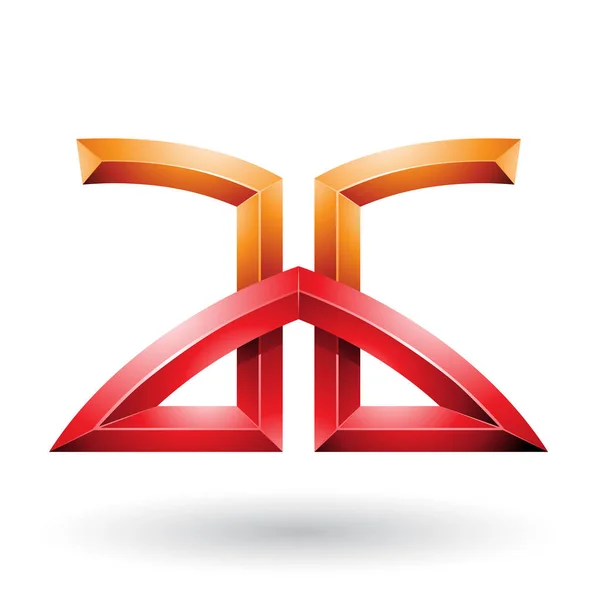 Vektorové Ilustrace Oranžové Červené Překlenul Reliéfní Písmena Izolovaných Bílém Pozadí — Stockový vektor