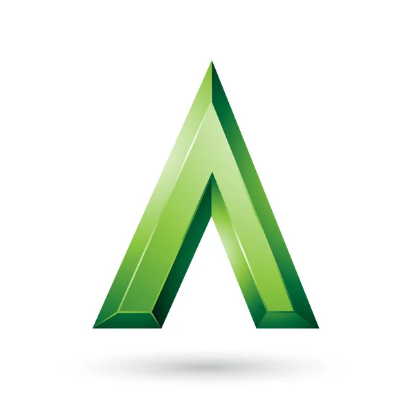 Vektor Illustration Von Grünem Hochglanz Geometrischen Buchstaben Isoliert Auf Weißem — Stockvektor