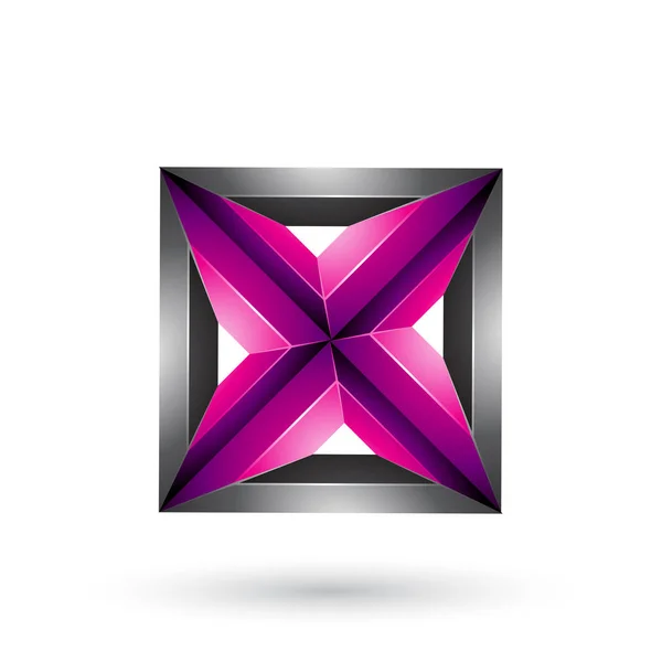 Vektorillustration Schwarzer Und Magentafarbener Geometrischer Geprägter Quadrat Und Dreiecksform Isoliert — Stockvektor