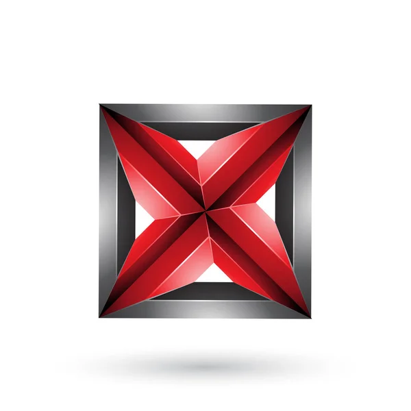 Illustration Vectorielle Forme Carrée Triangulaire Relief Géométrique Noir Rouge Isolée — Image vectorielle
