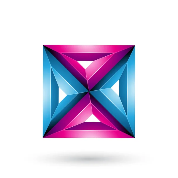 Vektorillustration Von Blauem Und Magenta Geometrischem Geprägtem Quadrat Und Dreieck — Stockvektor