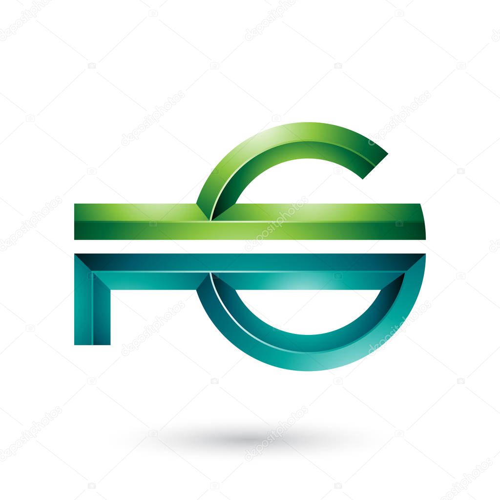 Vector Illustration of Dark and Light Green Abstract Key-like Symbol isolated on a White Background