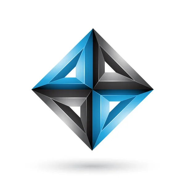 Ilustración Vectorial Azul Negro Geométrica Relieve Forma Diamante Aislado Sobre — Vector de stock