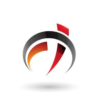 Vektör çizim siyah kırmızı ve turuncu araba ölçer şeklinde mektup F ve beyaz arka plan üzerinde izole T