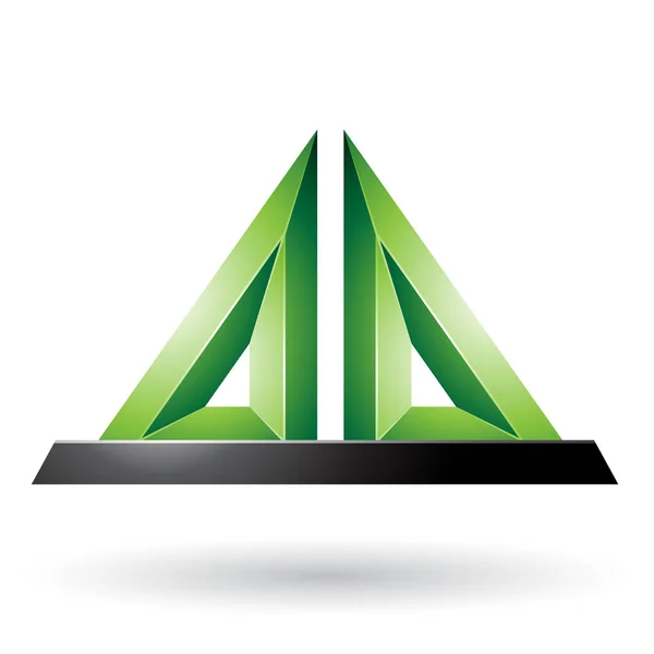 Vektor Illustration Der Grünen Pyramidenprägeform Isoliert Auf Weißem Hintergrund — Stockvektor
