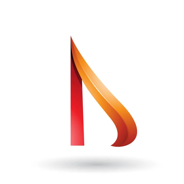 Vektor Illustration Des Orangen Und Roten Geprägten Pfeilartigen Buchstabens Isoliert — Stockvektor