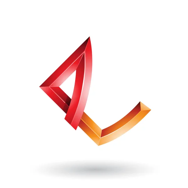 Vector Illustration Red Orange Embossed Letter Bended Joints Isolated White — Stock Vector