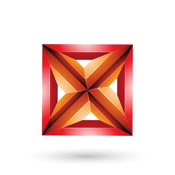 Illustration Vectorielle Carré Triangle Relief Géométrique Rouge Orange Forme Isolé — Image vectorielle