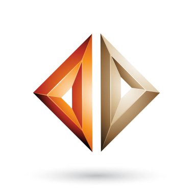 Turuncu vektör çizim ve bej çerçeve gibi kabartmalı elmas beyaz arka plan üzerinde izole şekli