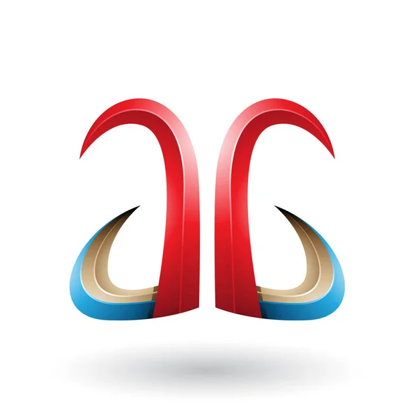 Vector Illustration Red Blue Horn Letter Isolated White Background — Stock Vector