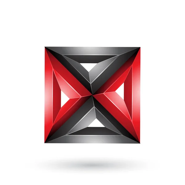 Vector Illustratie Van Rood Zwart Geometrisch Reliëf Square Shape Driehoek — Stockvector