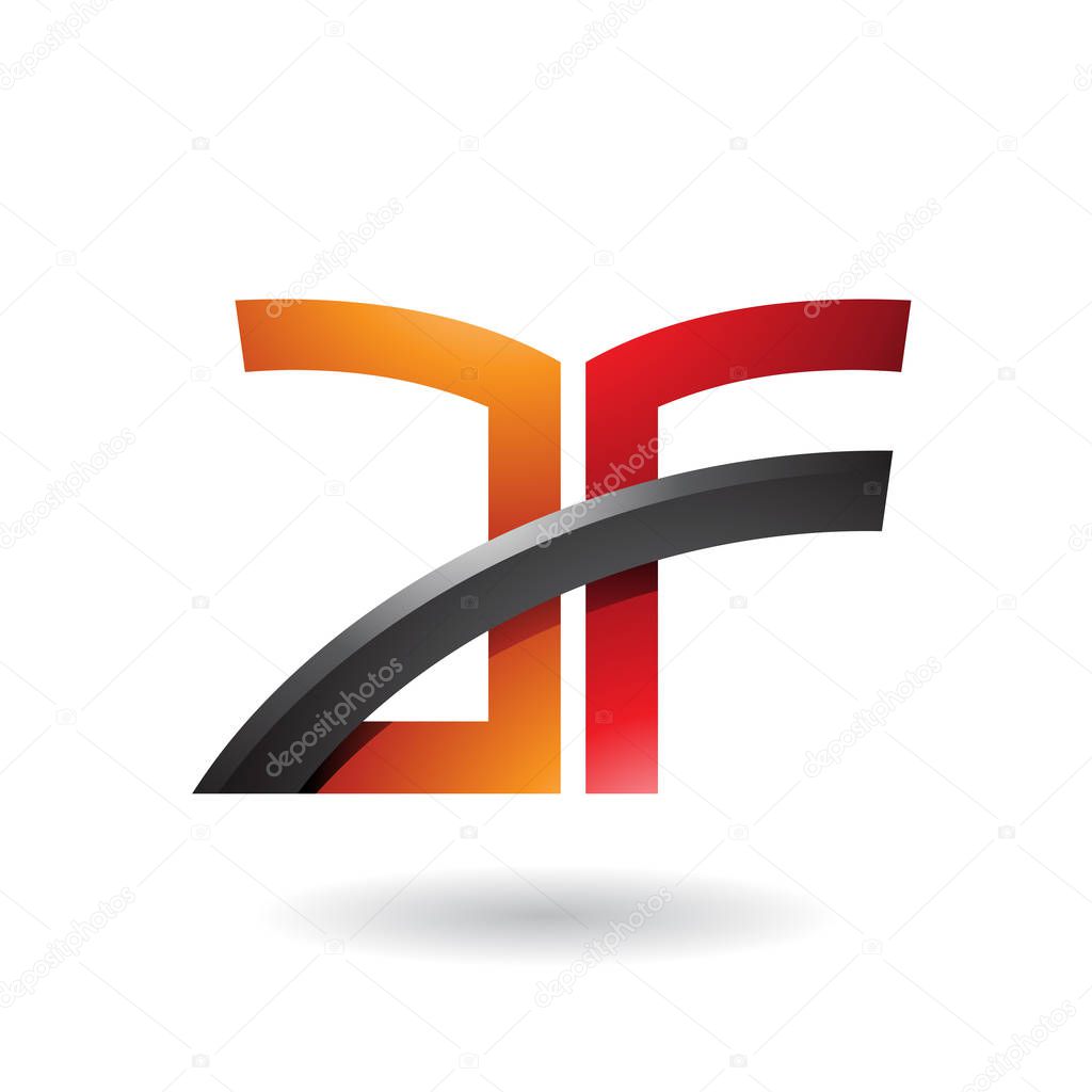 Vector Illustration of Orange and Red Dual Letter Icon of A and F isolated on a White Background