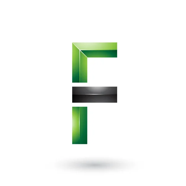 Vector Illustratie Van Groene Zwarte Geometrische Glanzende Letter Geïsoleerd Een — Stockvector