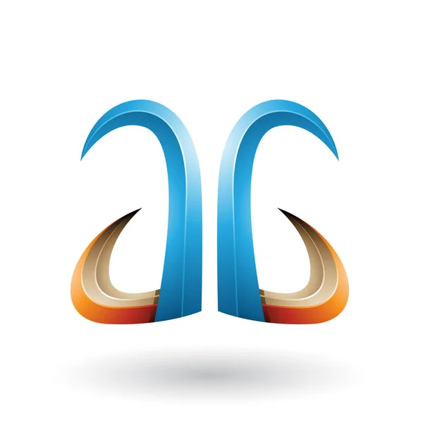 Vektor Illustration Von Blauem Und Orangefarbenem Horn Wie Buchstaben Und — Stockvektor