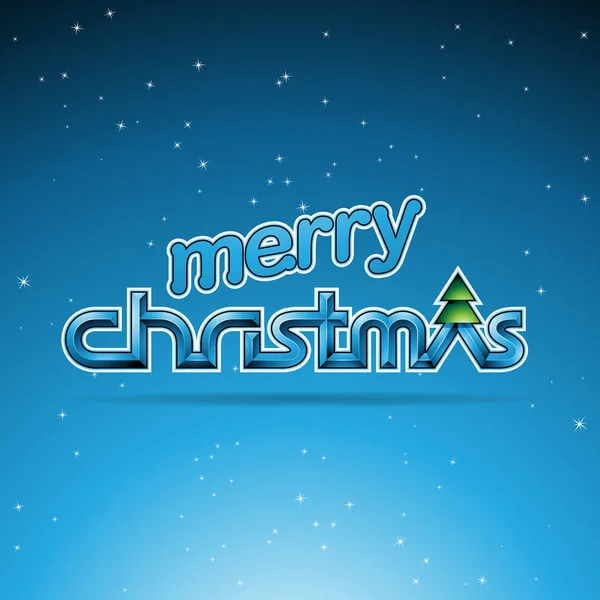 Vector Illustration Blue Glossy Merry Christmas Text Design — Stock Vector
