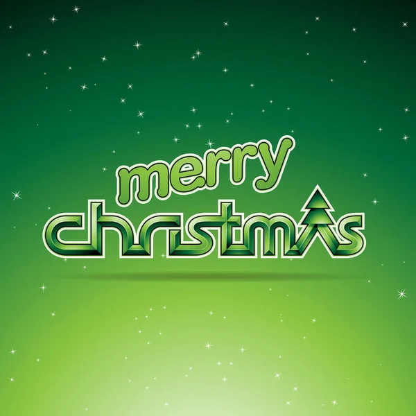 Vector Illustration Green Glossy Merry Christmas Text Design — Stock Vector