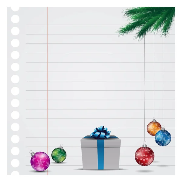 Vectorillustratie Van Grijs Papier Kerstmis Achtergrond Met Glanzende Kleurrijke Ballen — Stockvector